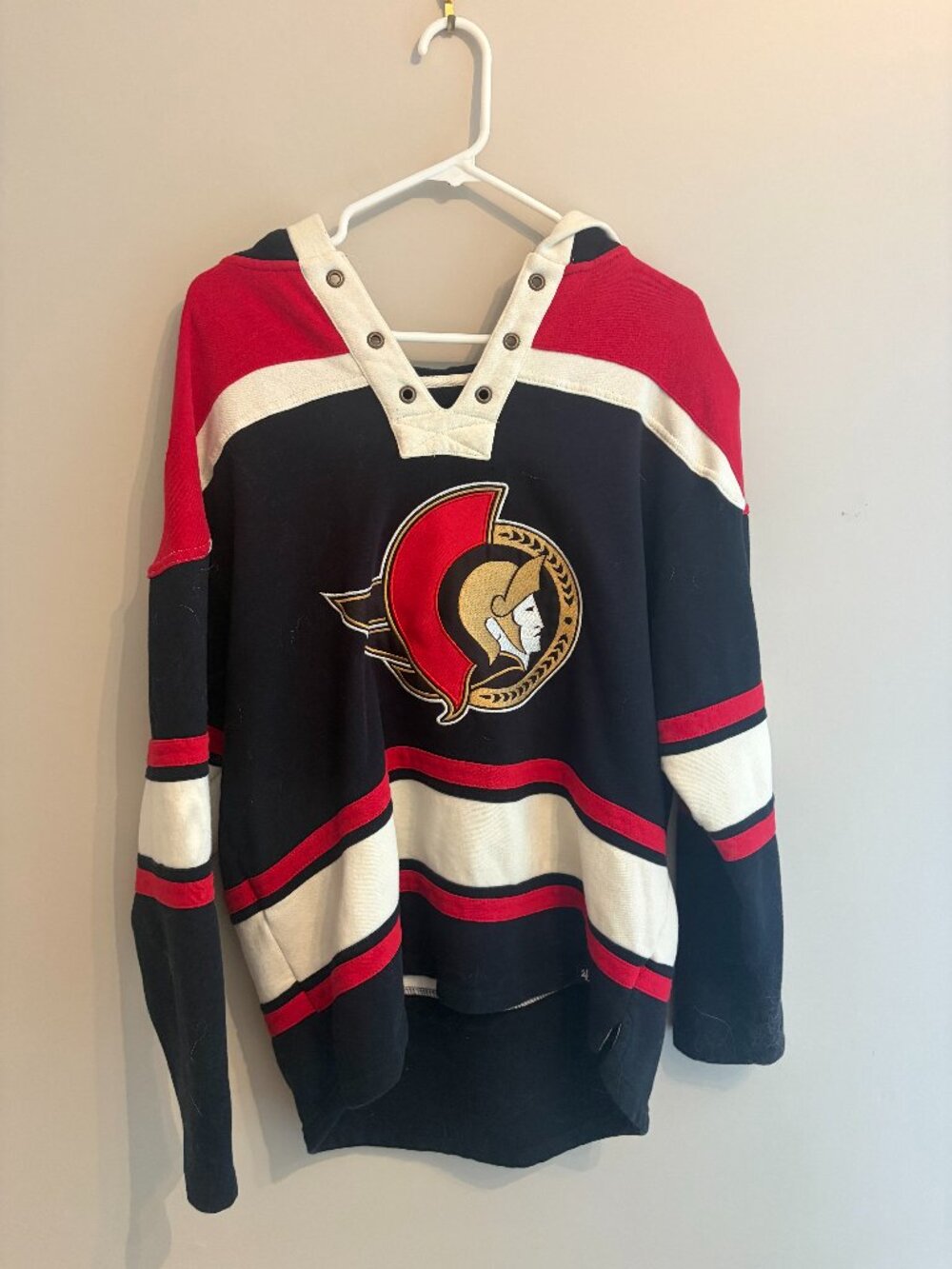 Ottawa Senators Lace-Up Jersey Hoodie Vintage Style Medium